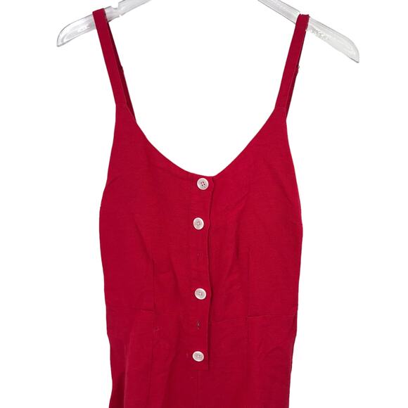 Rails Teresa Button Front Wide Leg Jumpsuit M Sleeveless Scoop Neck Tie Back Red - Picture 3 of 7